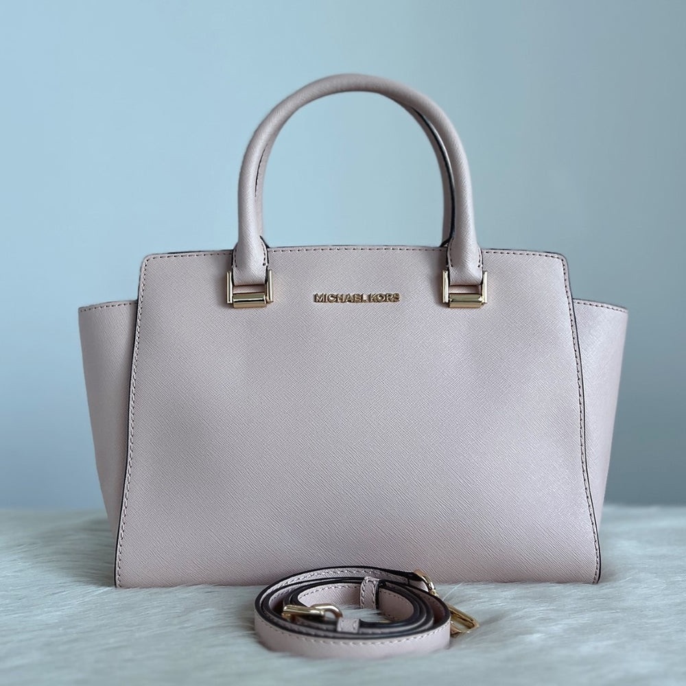 Michael Kors Pink leather career 2-way bag with Gold Hardware Winged Sides